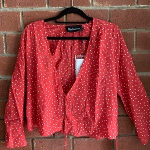 NWT Realisation Par Bianca Top in Red Star Print